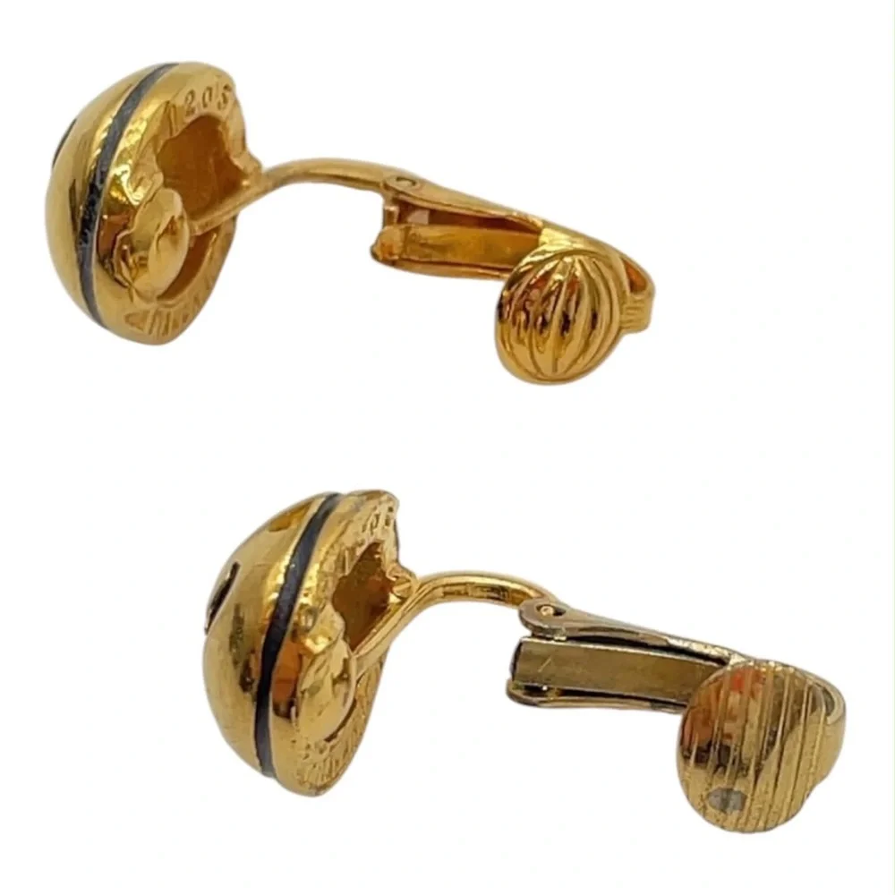 CHANEL Gold and Black CC Clip-On Earrings